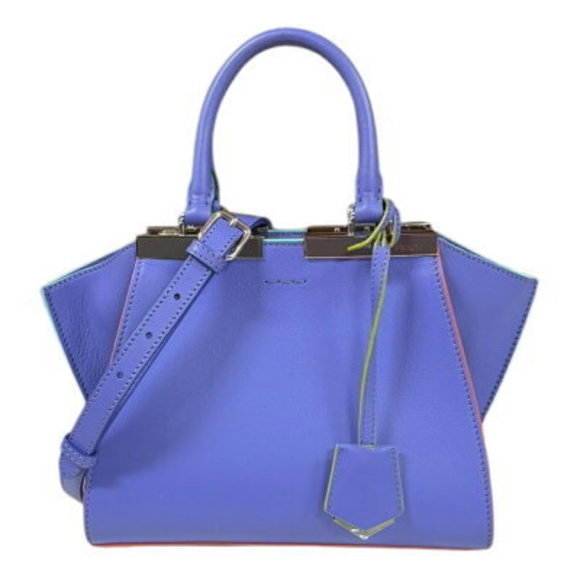 FENDI Trois Jours Shoulder Bag Leather Purple - Picture 1 of 9